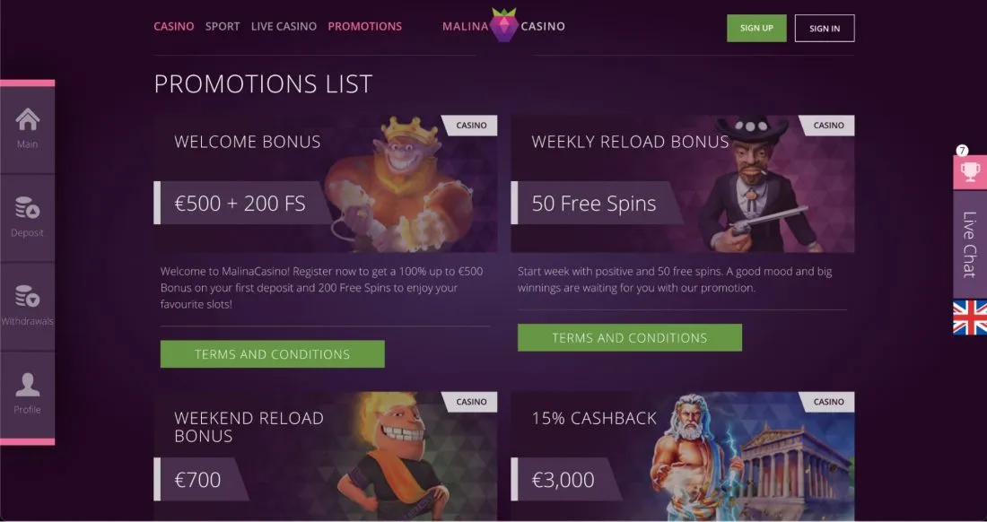 BONUSES AND PROMOTIONS